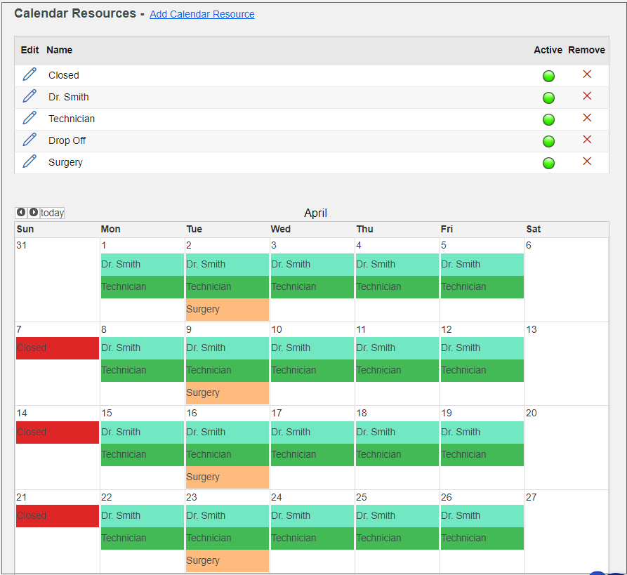 How do I configure Calendar Resource schedules? Covetrus Pulse™ Help