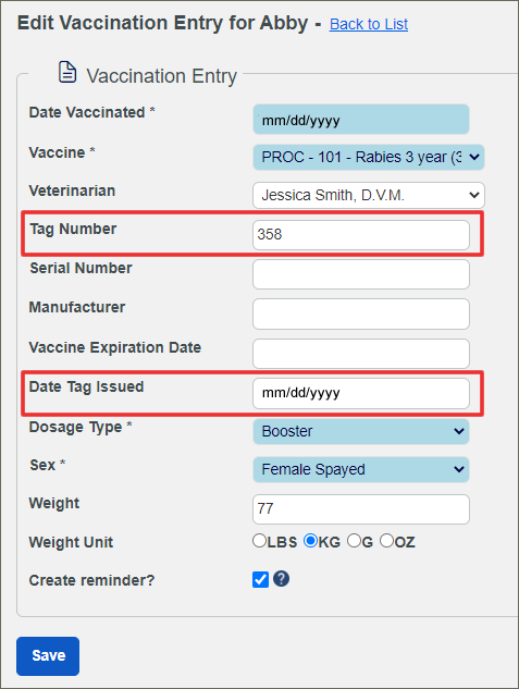 How do I change a rabies tag number Covetrus Pulse Help Center