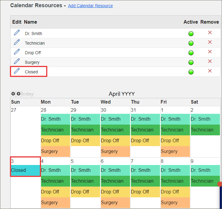 How do I configure Calendar Resource schedules? Covetrus Pulse™ Help